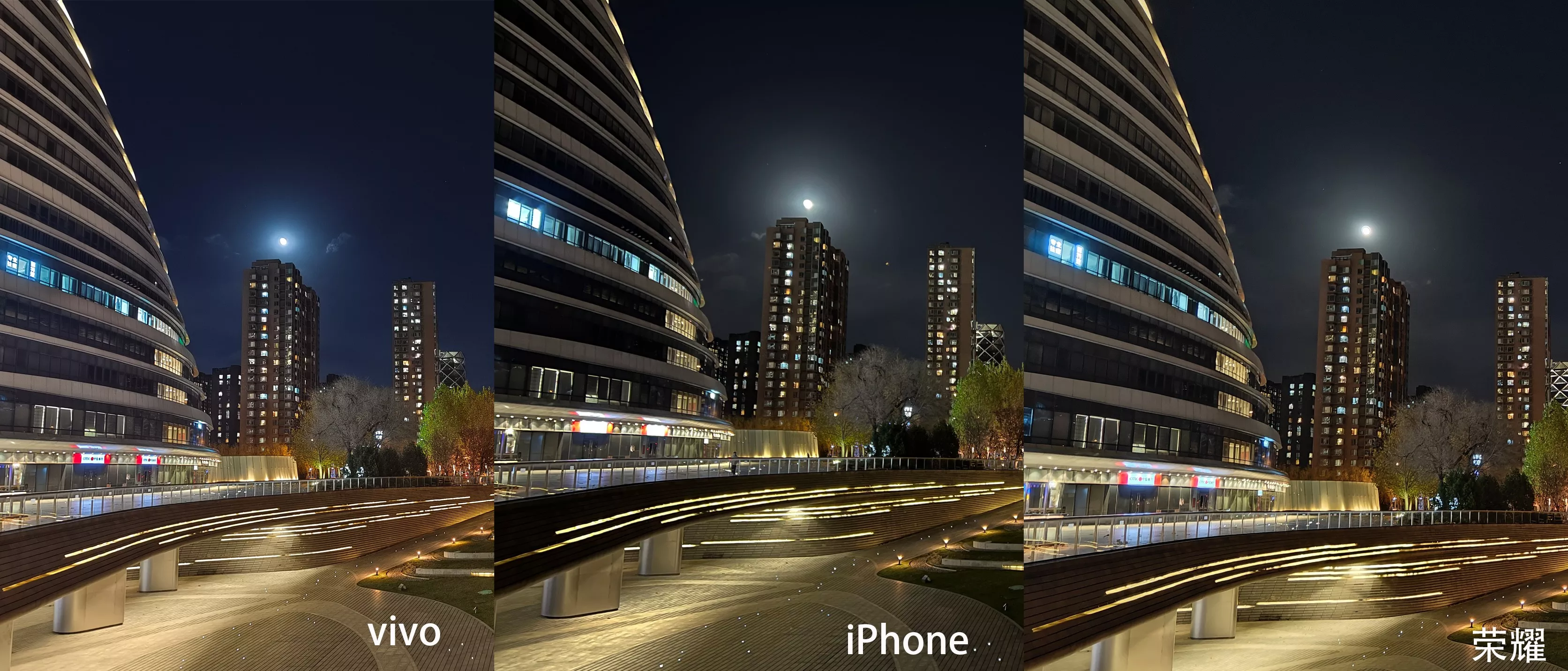 vivo/HONOR/iPhone 夜景影像對比實測